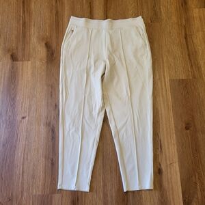 Athleta Venice Pintuck Pant Cream Tapered Ankle Pockets Comfortable Women's‎ M